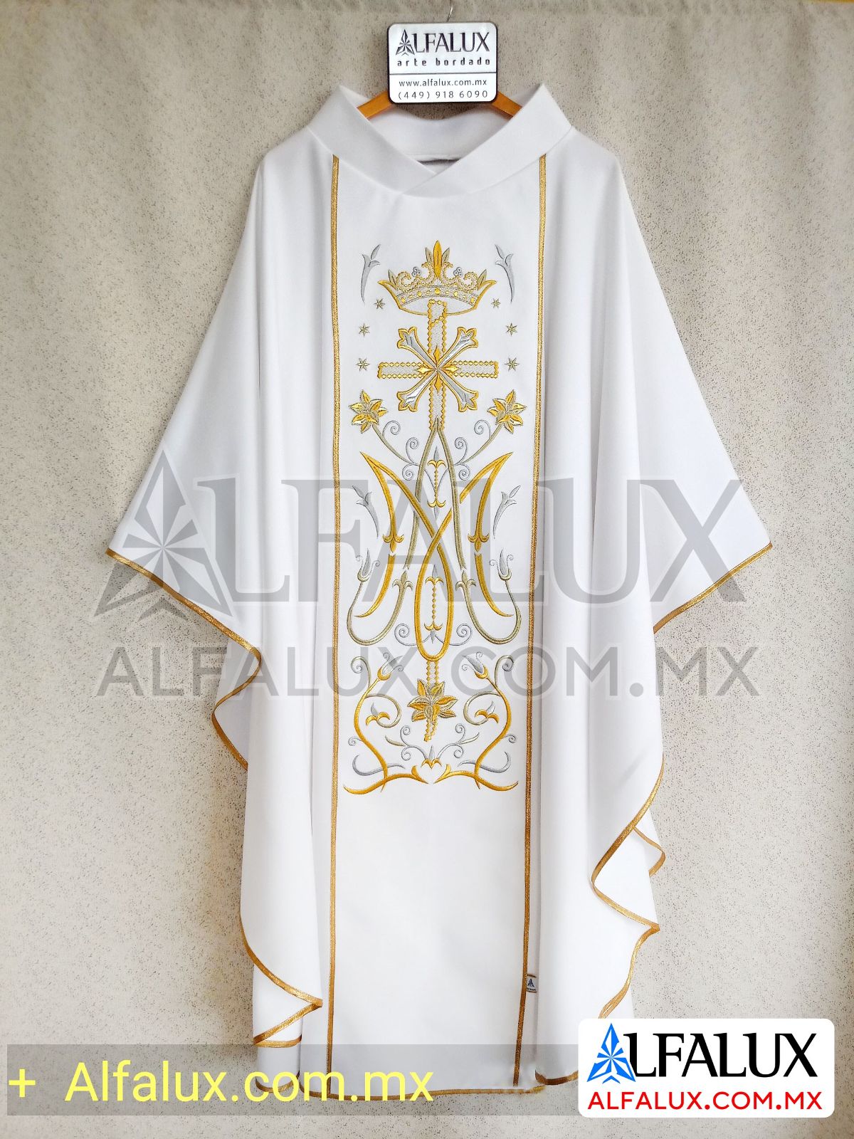 24 MARIANA DOBLE Casulla Alfalux Azul Dorado 500